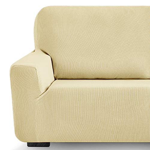 Eiffel Textile Milan Fundas para Sofa Elastica Adaptable Lisa, 94% poliéster 6% Elastano, Beige, Set 3+2 Plazas