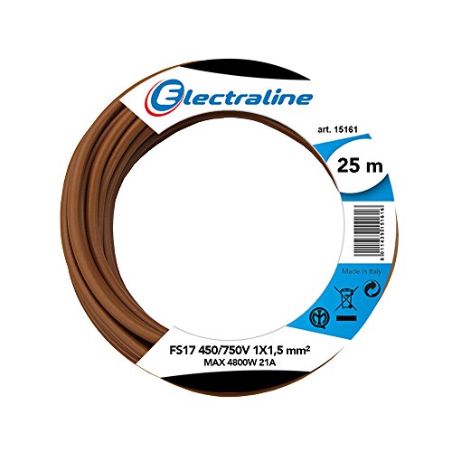 Electraline 13082 Cable unipolar FS17, sección 1 x 1.5 mm², Marrón, 25 m