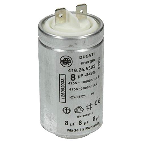 Electrolux AEG condensador condensador de arranque 8 uF 450V DUCATI energia 416.25.5392 con lengüetas para secadora 1250020334 125002033