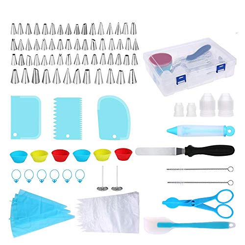 esonmus 102 pcs Boquillas Manga Pastelera Decoración Incluir 48 boquillas, 12 Boquillas más Grande, Espátula de Silicona de Formación de Hielo, Bolsas de Repostería Reutilizables de Silicona esonmus 102 pcs Boquillas Manga Pastelera Decoración Incluir 48 boquillas, 12 Boquillas más Grande, Espátula de Silicona de Formación de Hielo, Bolsas de Repostería Reutilizables de Silicona