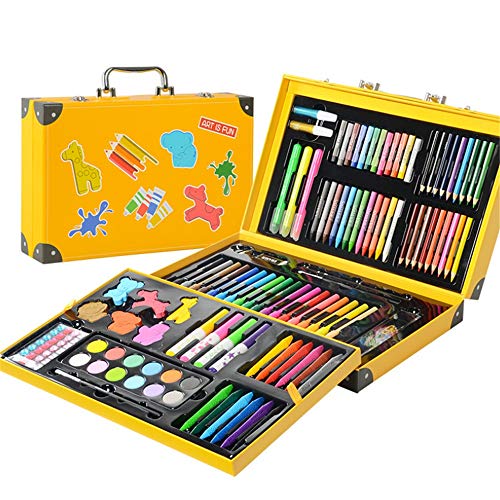 EVFIT Set de lápices de Acuarela Set de Dibujo de Arte portátil para niños 159 pzs. Estudiante Color Diseño Pincel Regalo Suministros de Regalo creativos (Color : Yellow)
