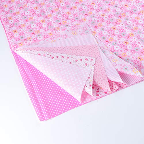 EXCEART 7 hojas de tela de algodón floral cuadros de tela floral tela acolchada para patchwork costura diy scrapbooking 50x50cm (rosa)