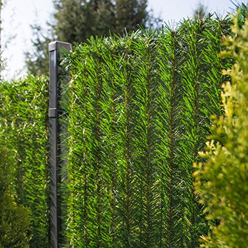 FairyTrees Seto Artificial, GreenFences, Cubierta de Valla, Terraza, Balcón, Verde Claro, de PVC Sintético, Siempre Verde, Altura 80 cm, 25 m