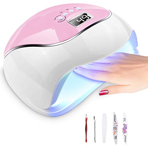 feihao Lámpara Secadora de Uñas LED/UV para Esmalte de Uñas de Gel, Con Sensor Automático y Pantalla LCD Para Manicura/Pedicure Nail Art en el Hogar y el Salón（120W）