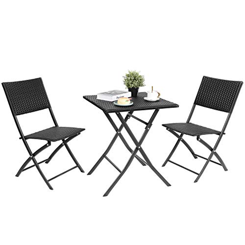 Femor Conjunto de Mesa y 2 Sillas Plegables, Juego de Muebles de Jardín, Conjunto de Muebles Fácil de Limpiar, para Exteriores, Balcón, Jardín,Piscina(Negro) Femor Conjunto de Mesa y 2 Sillas Plegables, Juego de Muebles de Jardín, Conjunto de Muebles Fácil de Limpiar, para Exteriores, Balcón, Jardín,Piscina(Negro)