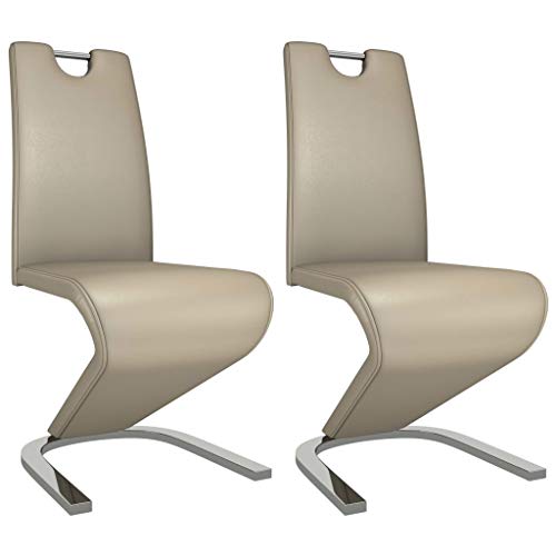 Festnight 2 Unidades Silla de Comedor en Forma Z de Tapizado de Cuero sintético Color Capuchino 45 x 62 x 102 cm, Taburetes, Sillas para Comedor Cocina Bar Festnight 2 Unidades Silla de Comedor en Forma Z de Tapizado de Cuero sintético Color Capuchino 45 x 62 x 102 cm, Taburetes, Sillas para Comedor Cocina Bar