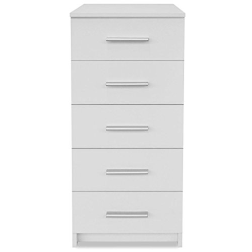 Festnight Sinfonier de Noche con 5 Cajones,Madera Aglomerada,41x35x108cm,Blanco (Blanco) Festnight Sinfonier de Noche con 5 Cajones,Madera Aglomerada,41x35x108cm,Blanco (Blanco)