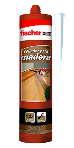 fischer – sellador de juntas Especial Madera Sapelly (tubo de 300 ml) adhesivo para madera, barnizable y pintable, elástico y flexible, sin siliconas ni disolventes, idóneo para carpintería
