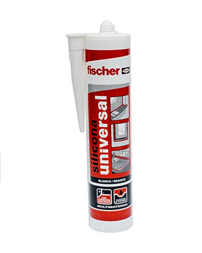 fischer – Silicona Universal Blanco (tubo de 300 ml) multifunción, adherencia en multitud de materiales de construcción, para juntas que están en contacto frecuente con el agua