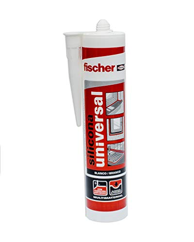 fischer – Silicona Universal Blanco (tubo de 300 ml) multifunción, adherencia en multitud de materiales de construcción, para juntas que están en contacto frecuente con el agua fischer – Silicona Universal Blanco (tubo de 300 ml) multifunción, adherencia en multitud de materiales de construcción, para juntas que están en contacto frecuente con el agua