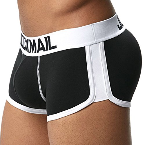 Freahap Men Underwear Bóxers Ajustado para Hombre Calzoncillo Ropa Interior de Algodón Diseño U con Rellenos Delanteras y Traseras Negro XL