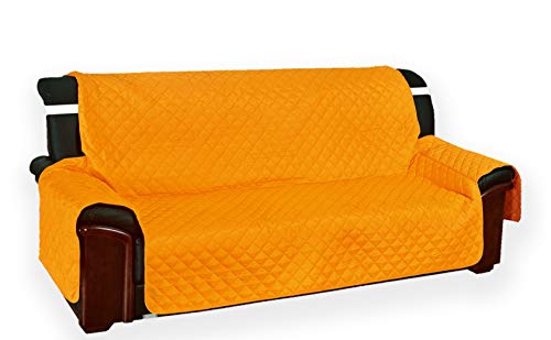 Funda acolchada «Vivy» para sofás de 3 plazas, color naranja liso, dimensiones del asiento:170 cm