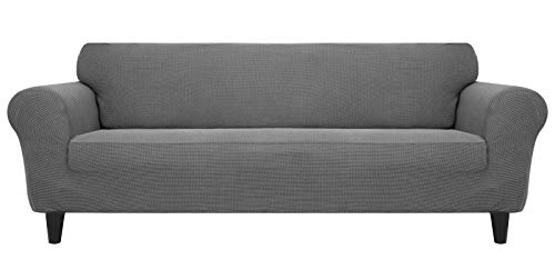 Funda para sofá de 3 plazas, color gris claro, alta elasticidad, de poliéster, antideslizante, con cintas, impermeable y agradable al tacto, para sofá de 3 plazas de 190 a 230 cm de largo Funda para sofá de 3 plazas, color gris claro, alta elasticidad, de poliéster, antideslizante, con cintas, impermeable y agradable al tacto, para sofá de 3 plazas de 190 a 230 cm de largo