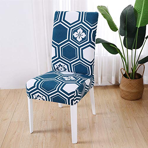 Fundas De Silla De Comedor Elásticas,Elasticity Fundas para Sillas De Comedor Simplicity Patrón De Panal Azul Cuatro Estaciones Protector De La Cubierta De La Silla para La Decoración del Restaurant