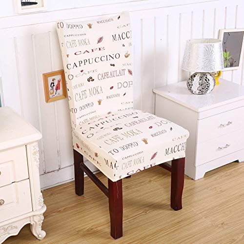 Fundas De Silla De Comedor Elásticas,Fundas Elásticas para Sillas De Comedor, Fundas Elásticas De Color Crema con Estampado De Letras Modernas, Protector De Spandex para Decoración De Restaurant Fundas De Silla De Comedor Elásticas,Fundas Elásticas para Sillas De Comedor, Fundas Elásticas De Color Crema con Estampado De Letras Modernas, Protector De Spandex para Decoración De Restaurant