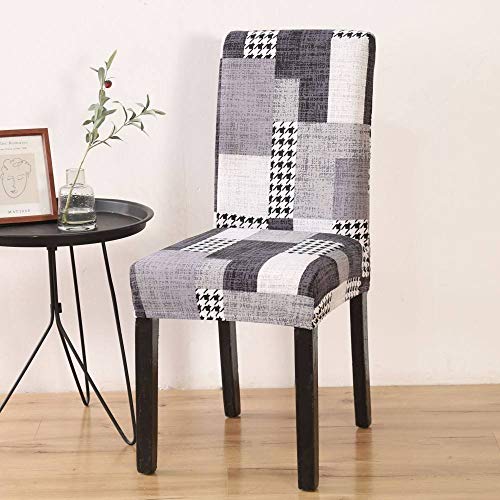 Fundas De Silla De Comedor Elásticas,Fundas para Sillas De Comedor Elásticas Vintage con Estampado De Pata De Gallo Fundas Elásticas Grises Protector De Spandex para La Decoración del Restaurant Fundas De Silla De Comedor Elásticas,Fundas para Sillas De Comedor Elásticas Vintage con Estampado De Pata De Gallo Fundas Elásticas Grises Protector De Spandex para La Decoración del Restaurant