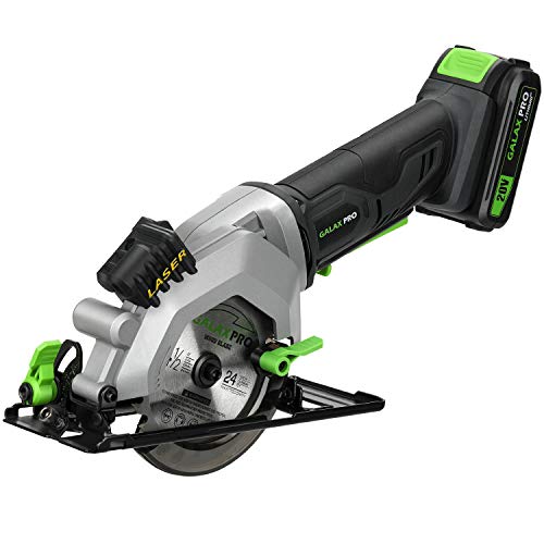 GALAX PRO Sierras circulares, 20V Mini Sierra Circular, Batería 2.0Ah, con Cargador, 3400RPM, 2 Hojas Ø115mm para Madera, Metal, Azulejos/GP97630