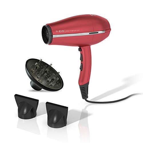 Gama Italy Professional Phon G-Evo 4500 Ion Plus, secador fabricado en Italia, tecnología Ion Plus, rojo