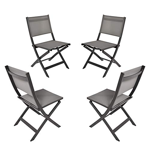 Garden Art Garden Premium Line 4 Sillas de jardín - Silla Plegable de Aluminio Resistente a la Intemperie Muebles de jardín Garden Art Garden Premium Line 4 Sillas de jardín - Silla Plegable de Aluminio Resistente a la Intemperie Muebles de jardín