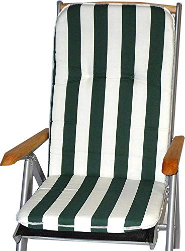 Gartenstuhl-Kissen Almohada Cojines para sillas de jardín Respaldo Alto Franja Verde Blanco