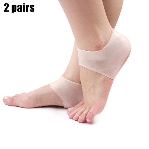 Gizayen 2 Pairs Heel Protector Silicone Gel Ankle Support Soft Socks Foot Sleeve for Bone Spur Relief, Insoles Silicone Heel Socks Insole Heel Sets Invisible Heel Protector for Women Men