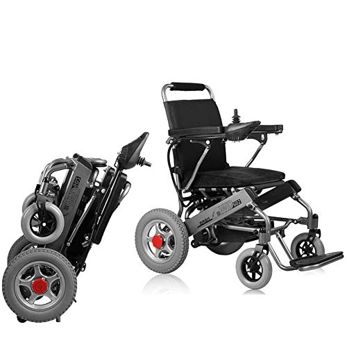 GJJSZ Silla de Ruedas eléctrica, aleación Plegable para discapacitados Coche para Personas Mayores Smart Compacto Compacto automático portátil Ligero Scooter