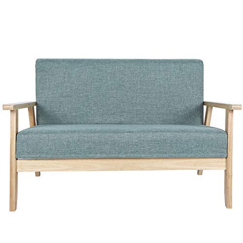 GOTOTOP Sofá de 2 plazas nórdico, Estructura de Madera, Tapizado en Tela, Sofá con reposabrazos para Sala de Estar, Dormitorio y Salón, 61 x 113.6 x 73.5cm GOTOTOP Sofá de 2 plazas nórdico, Estructura de Madera, Tapizado en Tela, Sofá con reposabrazos para Sala de Estar, Dormitorio y Salón, 61 x 113.6 x 73.5cm