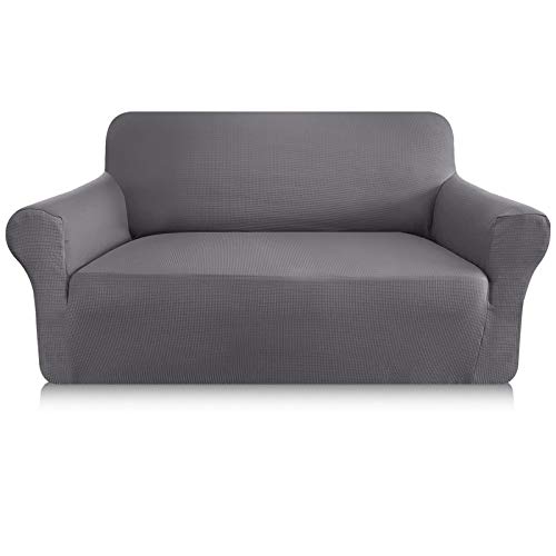 Granbest - Funda de sofá gruesa de 1 pieza, funda de sofá extensible de 2 plazas, antideslizante, revestimiento de sofá protector de muebles, tejido de licra jacquard (2 plazas), color gris claro Granbest - Funda de sofá gruesa de 1 pieza, funda de sofá extensible de 2 plazas, antideslizante, revestimiento de sofá protector de muebles, tejido de licra jacquard (2 plazas), color gris claro