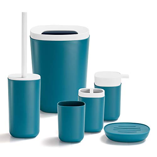Gricol Morandi - Juego de accesorios de baño de plástico, accesorios de baño, accesorios de baño, set de 6 piezas, color verde Gricol Morandi - Juego de accesorios de baño de plástico, accesorios de baño, accesorios de baño, set de 6 piezas, color verde