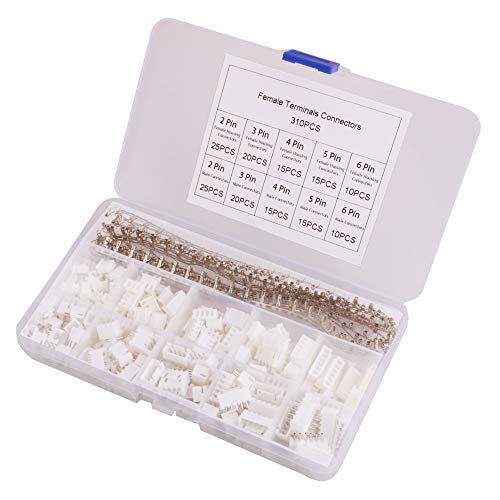 GTIWUNG 480Pcs JST-XH Conector Kit con 2,54mm JST-PH 2/3 / 4/5 / 6 Pin Macho y Hembra JST Conector Cable Enchufe Adaptador Set, Conector terminal, Pin Connector Kit