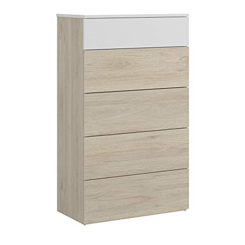 HABITMOBEL Sinfonier Comoda 5 cajones Acabado Blanco Brillo Natural HABITMOBEL Sinfonier Comoda 5 cajones Acabado Blanco Brillo Natural
