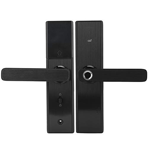Hakeeta Smart Door Lock Digital, Huella Dactilar/Tarjeta IC/Contraseña/Llave, Hogar/Oficina/Hotel, Contraseña Virtual Antirrobo, Múltiples Modos de Apertura de Puerta, Color Negro
