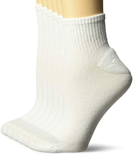 Hanes Cool Comfort® Ankle Socks Extended 6-Pack (681V6P) -White w/Gr -8-12