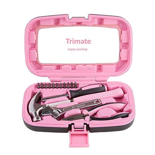 Herramientas manuales del hogar, set de herramientas de 15 piezas de Trimate, el set Pink