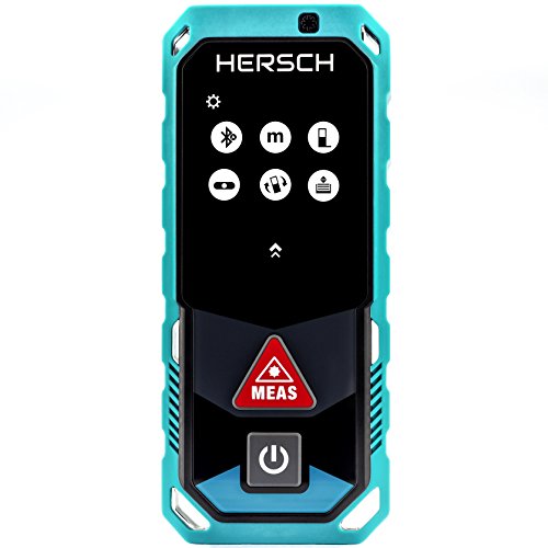 HERSCH LEM 50 Medidor Láser de distancias (Bluetooth y aplicación Gratuita, Medición 3D, Pantalla giratoria a Color con Pantalla táctil, Sensor de inclinación, Ni-MH baterías, IP65, Alcance 0,05-50m)