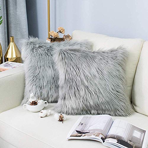 HETOOSHI Wool Imitation Sheepskin Pillow Cover Plush Fluffy Soft Decorative Pillow Covers Plush Case Faux Fur Cushion Covers for Living Room Sofa Bedroom Car
