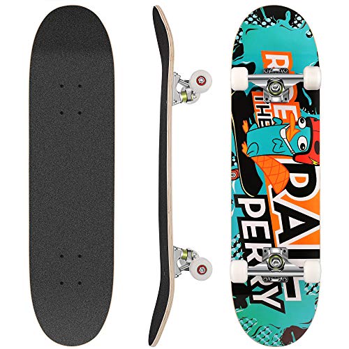 Hikole Skateboard Completo, Pro 31 Pulgadas Monopatín para Adolescentes Principiantes Niñas Niños Adultos, 9 Capas Monopatín de Madera de Arce (9)