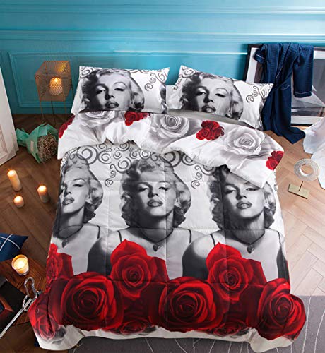 HOHAI Marilyn Monroe - Juego de ropa de cama 3D (2 fundas de almohada y 1 funda de edredón)