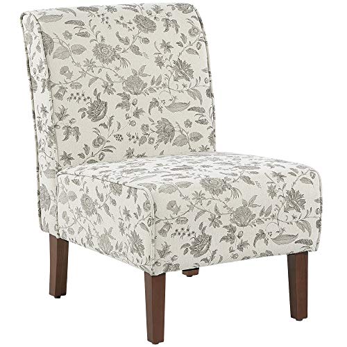 HOMCOM Sillón de Comedor Salón sin Brazos Silla Individual con Asiento Acolchado y Patas de Madera 57x76x83,5 cm Estampado Floral