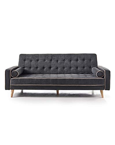 Home Heavenly - Sofá Cama Oslo, Elegante sofá Clic clac 3 plazas tapizado en Color Gris, marrón (Gris) Home Heavenly - Sofá Cama Oslo, Elegante sofá Clic clac 3 plazas tapizado en Color Gris, marrón (Gris)