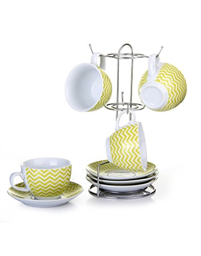 Home Line Juego de 4 Tazas y Platos en Color Verde Home Line Juego de 4 Tazas y Platos en Color Verde