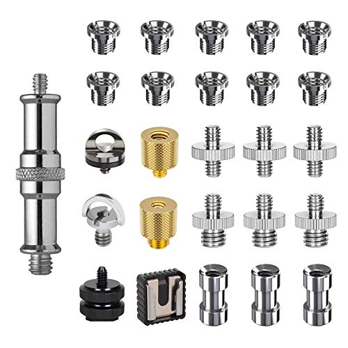 Homeet 26 Tornillo de Cámara Adaptador Rosca Tripode Convertidor 1/4" y 3/8" Tornillos para Trípodes Adaptador Rosca del Trípode Cámara Tornillo de Tuerca para Soporte/Cámara/Trípode/micrófono y etc