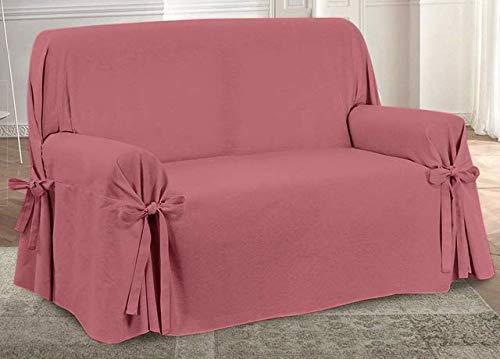 HomeLife – Cubre sofá de 2 plazas – Elegante Protector de sofás Liso – Funda de sofá de algodón para Proteger del Polvo, Las Manchas y el Desgaste, Fabricado en Italia – Rojo