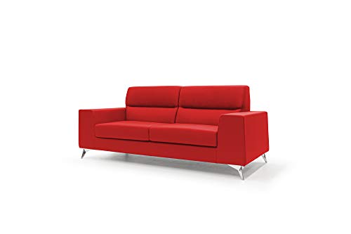 HOMIT ITALIAN HOME INTERIORS Sofá de 2 o 3 plazas modelo Titan, de tejido suave impermeable con estructura de madera y abeto, diseño moderno, fabricado en Italia (rojo, 2 plazas)