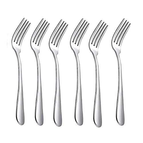 HornTide 6-Piece Dinner Forks Set Tenedores 4-Tines Tabla Tenedor cubiertos de acero inoxidable 7-Inch 18cm