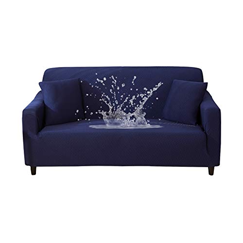 HOTNIU Funda Sofa 2 Plazas Ajustables, Funda Elástica de Sofá, Funda Impermeable para Sofá, Antideslizante Protector Cubre Sofa (Dos Plazas, Navy)