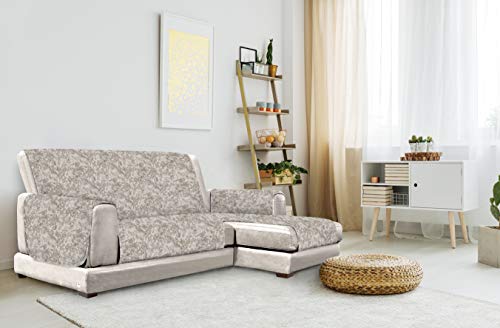 Italian Bed Linen “Glamour” Anti-Deslizamiento Funda para sofà con Chaise-Longue Derecha, marròn, 240cm