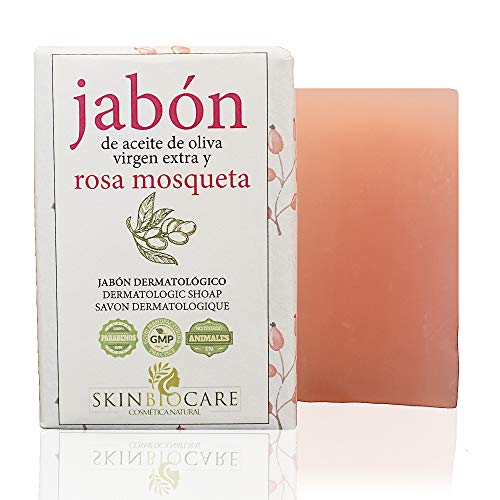 Jabón facial Rosa Mosqueta y AOVE -Regenerador de marcas de Acné y Granos -Elaboración Natural, Artesanal y Ecológica- 100 gramos SkinBioCare .