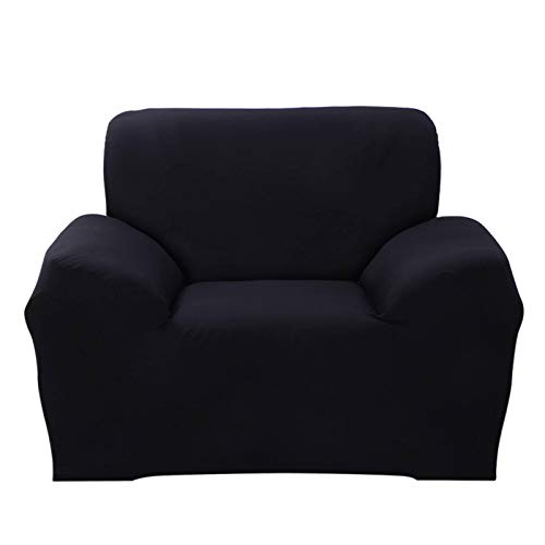 JIAN YA NA - Funda de sofá, extensible, de poliéster, para sofá de ángulo + 2 fundas de almohada, Negro
, 1 Place: 90-140cm