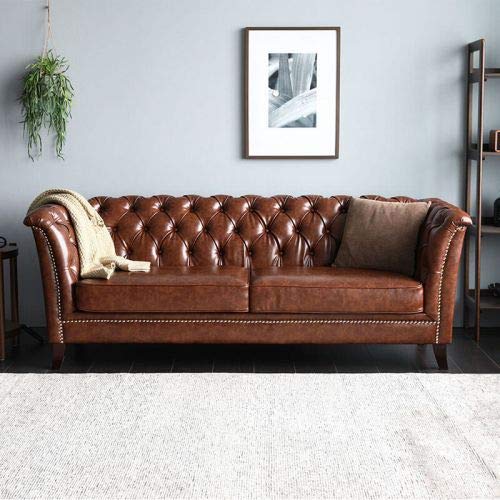 JVmoebel Sofá clásico de 2 plazas de piel con diseño Chesterfield. JVmoebel Sofá clásico de 2 plazas de piel con diseño Chesterfield.